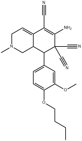 6-amino-8-(4-butoxy-3-methoxyphenyl)-2-methyl-2,3,8,8a-tetrahydro-5,7,7(1H)-isoquinolinetricarbonitrile 结构式
