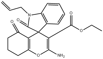 ethyl 1'-allyl-2-amino-2',5-dioxo-1',3',5,6,7,8-hexahydro-spiro[4H-chromene-4,3'-(2'H)-indole]-3-carboxylate 结构式