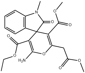 3-ethyl 5-methyl 2-amino-1',3'-dihydro-6-(2-methoxy-2-oxoethyl)-1'-methyl-2'-oxospiro[4H-pyran-4,3-(2'H)-indole]-3,5-dicarboxylate 结构式