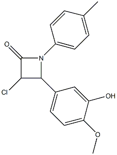 3-chloro-4-(3-hydroxy-4-methoxyphenyl)-1-(4-methylphenyl)-2-azetidinone 结构式