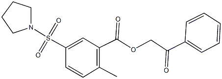 2-oxo-2-phenylethyl 2-methyl-5-(1-pyrrolidinylsulfonyl)benzoate 结构式