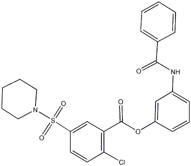 3-(benzoylamino)phenyl 2-chloro-5-(piperidin-1-ylsulfonyl)benzoate 结构式