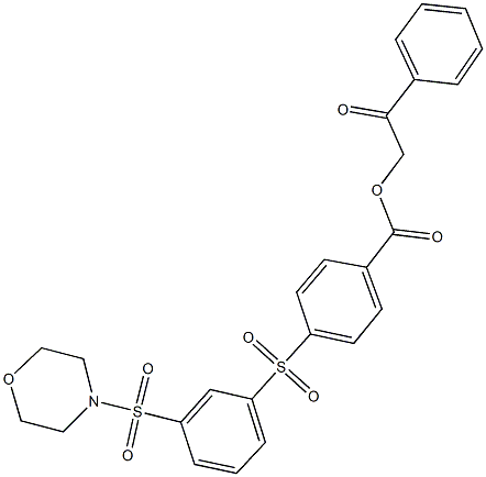 2-oxo-2-phenylethyl 4-{[3-(4-morpholinylsulfonyl)phenyl]sulfonyl}benzoate 结构式