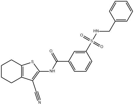 3-[(benzylamino)sulfonyl]-N-(3-cyano-4,5,6,7-tetrahydro-1-benzothien-2-yl)benzamide 结构式