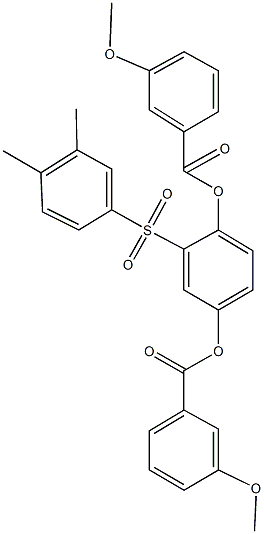 2-[(3,4-dimethylphenyl)sulfonyl]-4-[(3-methoxybenzoyl)oxy]phenyl 3-methoxybenzoate 结构式