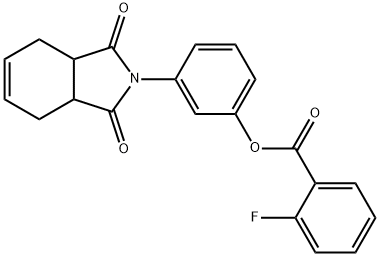 3-(1,3-dioxo-1,3,3a,4,7,7a-hexahydro-2H-isoindol-2-yl)phenyl 2-fluorobenzoate 结构式