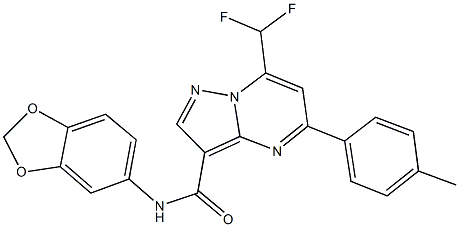 N-(1,3-benzodioxol-5-yl)-7-(difluoromethyl)-5-(4-methylphenyl)pyrazolo[1,5-a]pyrimidine-3-carboxamide 结构式