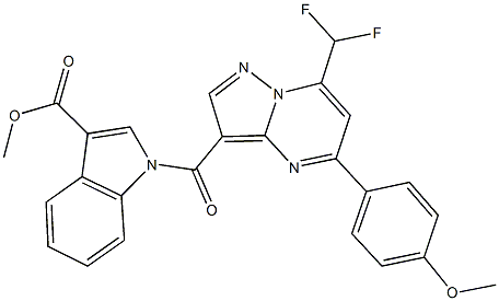 methyl 1-{[7-(difluoromethyl)-5-(4-methoxyphenyl)pyrazolo[1,5-a]pyrimidin-3-yl]carbonyl}-1H-indole-3-carboxylate 结构式