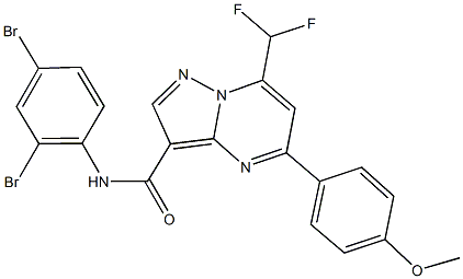 N-(2,4-dibromophenyl)-7-(difluoromethyl)-5-(4-methoxyphenyl)pyrazolo[1,5-a]pyrimidine-3-carboxamide 结构式