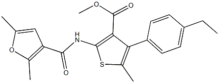 methyl 2-[(2,5-dimethyl-3-furoyl)amino]-4-(4-ethylphenyl)-5-methyl-3-thiophenecarboxylate 结构式