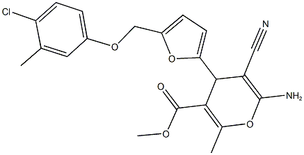 methyl 6-amino-4-{5-[(4-chloro-3-methylphenoxy)methyl]-2-furyl}-5-cyano-2-methyl-4H-pyran-3-carboxylate 结构式