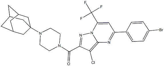 2-{[4-(1-adamantyl)-1-piperazinyl]carbonyl}-5-(4-bromophenyl)-3-chloro-7-(trifluoromethyl)pyrazolo[1,5-a]pyrimidine 结构式