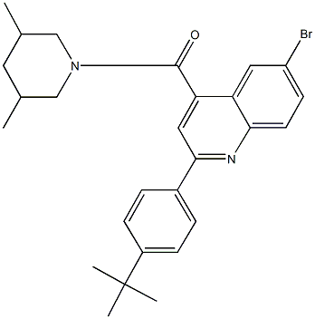 6-bromo-2-(4-tert-butylphenyl)-4-[(3,5-dimethyl-1-piperidinyl)carbonyl]quinoline 结构式
