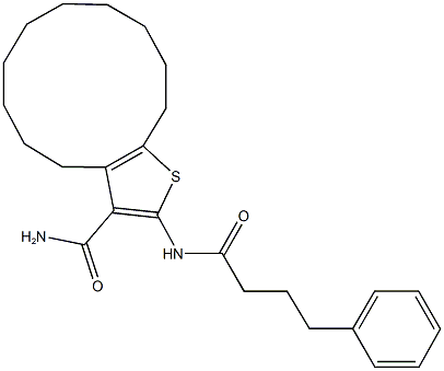 2-[(4-phenylbutanoyl)amino]-4,5,6,7,8,9,10,11,12,13-decahydrocyclododeca[b]thiophene-3-carboxamide 结构式