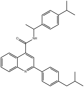 2-(4-isobutylphenyl)-N-[1-(4-isopropylphenyl)ethyl]-4-quinolinecarboxamide 结构式