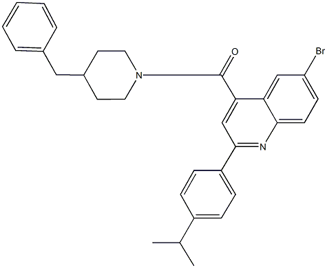 4-[(4-benzyl-1-piperidinyl)carbonyl]-6-bromo-2-(4-isopropylphenyl)quinoline 结构式