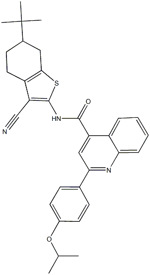 N-(6-tert-butyl-3-cyano-4,5,6,7-tetrahydro-1-benzothien-2-yl)-2-(4-isopropoxyphenyl)-4-quinolinecarboxamide 结构式