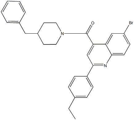 4-[(4-benzyl-1-piperidinyl)carbonyl]-6-bromo-2-(4-ethylphenyl)quinoline 结构式