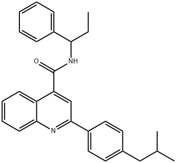 2-(4-isobutylphenyl)-N-(1-phenylpropyl)-4-quinolinecarboxamide 结构式