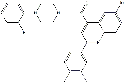 6-bromo-2-(3,4-dimethylphenyl)-4-{[4-(2-fluorophenyl)-1-piperazinyl]carbonyl}quinoline 结构式