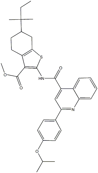 methyl 2-({[2-(4-isopropoxyphenyl)-4-quinolinyl]carbonyl}amino)-6-tert-pentyl-4,5,6,7-tetrahydro-1-benzothiophene-3-carboxylate 结构式