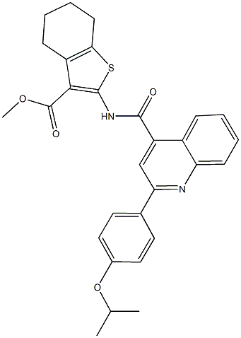 methyl 2-({[2-(4-isopropoxyphenyl)-4-quinolinyl]carbonyl}amino)-4,5,6,7-tetrahydro-1-benzothiophene-3-carboxylate 结构式