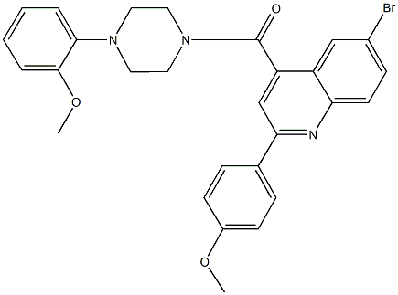 6-bromo-2-(4-methoxyphenyl)-4-{[4-(2-methoxyphenyl)-1-piperazinyl]carbonyl}quinoline 结构式