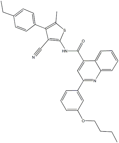 2-(3-butoxyphenyl)-N-[3-cyano-4-(4-ethylphenyl)-5-methyl-2-thienyl]-4-quinolinecarboxamide 结构式