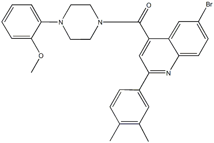 6-bromo-2-(3,4-dimethylphenyl)-4-{[4-(2-methoxyphenyl)-1-piperazinyl]carbonyl}quinoline 结构式