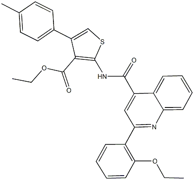 ethyl 2-({[2-(2-ethoxyphenyl)-4-quinolinyl]carbonyl}amino)-4-(4-methylphenyl)-3-thiophenecarboxylate 结构式