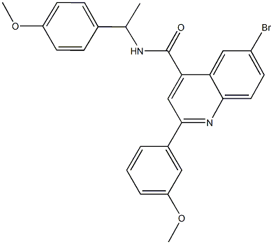 6-bromo-2-(3-methoxyphenyl)-N-[1-(4-methoxyphenyl)ethyl]-4-quinolinecarboxamide 结构式