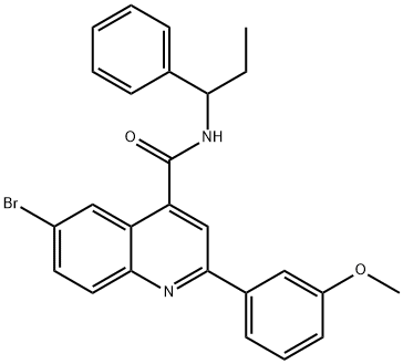 6-bromo-2-(3-methoxyphenyl)-N-(1-phenylpropyl)-4-quinolinecarboxamide 结构式