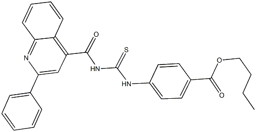 butyl 4-[({[(2-phenyl-4-quinolinyl)carbonyl]amino}carbothioyl)amino]benzoate 结构式