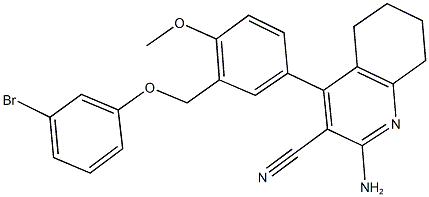 2-amino-4-{3-[(3-bromophenoxy)methyl]-4-methoxyphenyl}-5,6,7,8-tetrahydro-3-quinolinecarbonitrile 结构式