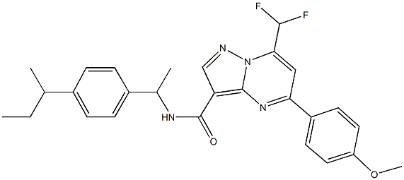 N-[1-(4-sec-butylphenyl)ethyl]-7-(difluoromethyl)-5-(4-methoxyphenyl)pyrazolo[1,5-a]pyrimidine-3-carboxamide 结构式