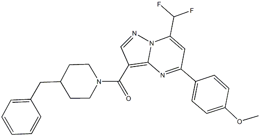 4-[3-[(4-benzyl-1-piperidinyl)carbonyl]-7-(difluoromethyl)pyrazolo[1,5-a]pyrimidin-5-yl]phenyl methyl ether 结构式