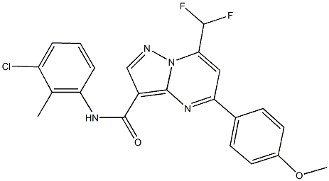 N-(3-chloro-2-methylphenyl)-7-(difluoromethyl)-5-(4-methoxyphenyl)pyrazolo[1,5-a]pyrimidine-3-carboxamide 结构式