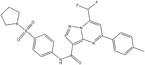 7-(difluoromethyl)-5-(4-methylphenyl)-N-[4-(1-pyrrolidinylsulfonyl)phenyl]pyrazolo[1,5-a]pyrimidine-3-carboxamide 结构式