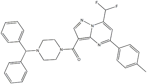 3-[(4-benzhydryl-1-piperazinyl)carbonyl]-7-(difluoromethyl)-5-(4-methylphenyl)pyrazolo[1,5-a]pyrimidine 结构式