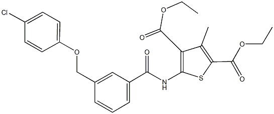 diethyl 5-({3-[(4-chlorophenoxy)methyl]benzoyl}amino)-3-methyl-2,4-thiophenedicarboxylate 结构式