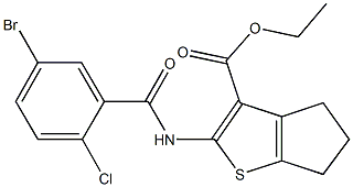 ethyl 2-[(5-bromo-2-chlorobenzoyl)amino]-5,6-dihydro-4H-cyclopenta[b]thiophene-3-carboxylate 结构式