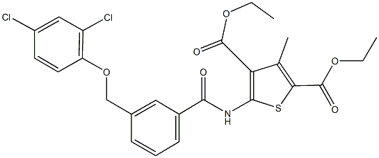 diethyl 5-({3-[(2,4-dichlorophenoxy)methyl]benzoyl}amino)-3-methyl-2,4-thiophenedicarboxylate 结构式