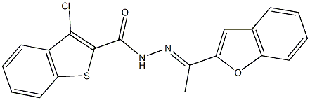 N'-[1-(1-benzofuran-2-yl)ethylidene]-3-chloro-1-benzothiophene-2-carbohydrazide 结构式