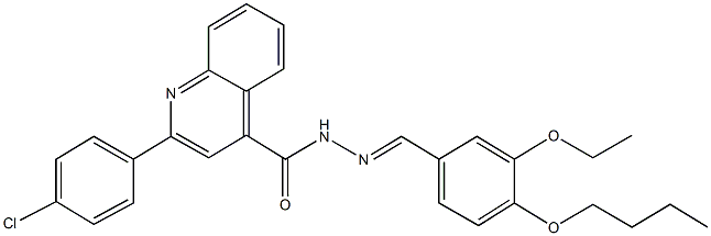 N'-(4-butoxy-3-ethoxybenzylidene)-2-(4-chlorophenyl)-4-quinolinecarbohydrazide 结构式