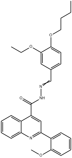 N'-(4-butoxy-3-ethoxybenzylidene)-2-(2-methoxyphenyl)-4-quinolinecarbohydrazide 结构式