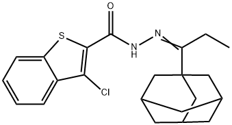 N'-[1-(1-adamantyl)propylidene]-3-chloro-1-benzothiophene-2-carbohydrazide 结构式