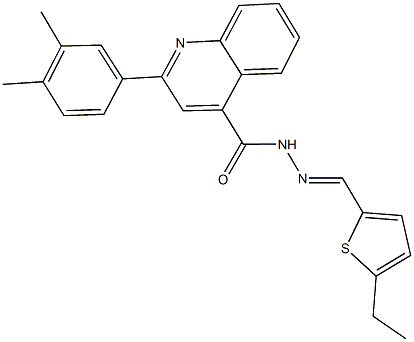 2-(3,4-dimethylphenyl)-N'-[(5-ethyl-2-thienyl)methylene]-4-quinolinecarbohydrazide 结构式