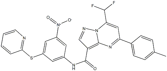 7-(difluoromethyl)-N-[3-nitro-5-(2-pyridinylsulfanyl)phenyl]-5-(4-methylphenyl)pyrazolo[1,5-a]pyrimidine-3-carboxamide 结构式