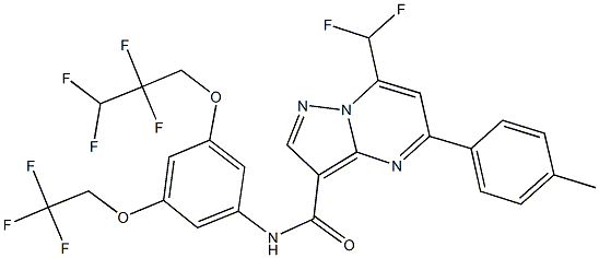 7-(difluoromethyl)-5-(4-methylphenyl)-N-[3-(2,2,3,3-tetrafluoropropoxy)-5-(2,2,2-trifluoroethoxy)phenyl]pyrazolo[1,5-a]pyrimidine-3-carboxamide 结构式