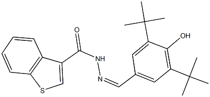 N'-(3,5-ditert-butyl-4-hydroxybenzylidene)-1-benzothiophene-3-carbohydrazide 结构式